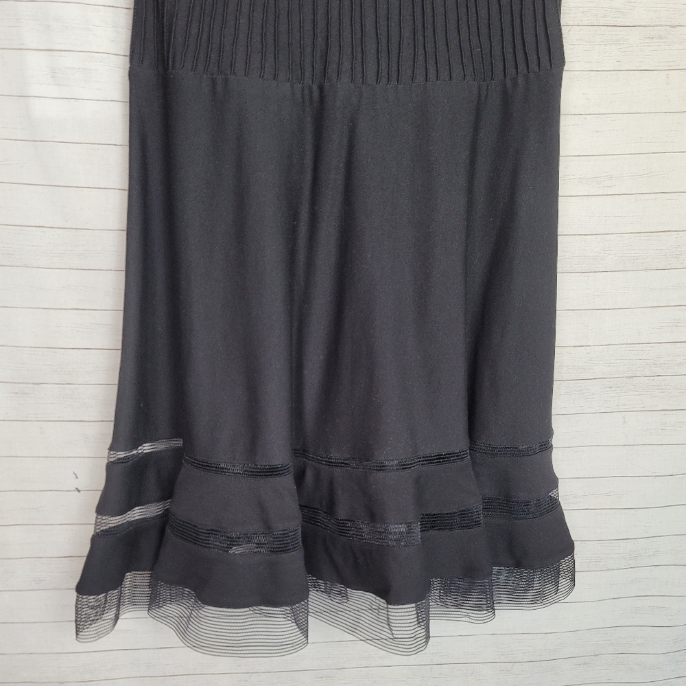 Tadashi Shoji Fit & Flare Sleeveless Illusion Stripes Dress in Black, sz Med Pet - Picture 6 of 16